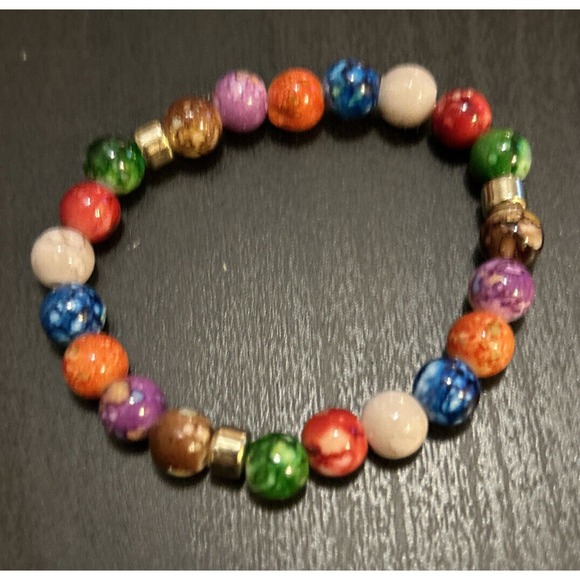 7 Chakra Wealth Stretch Beaded Bracelet Acrylic Beads Healing Energy Fashion - Picture 2 of 6